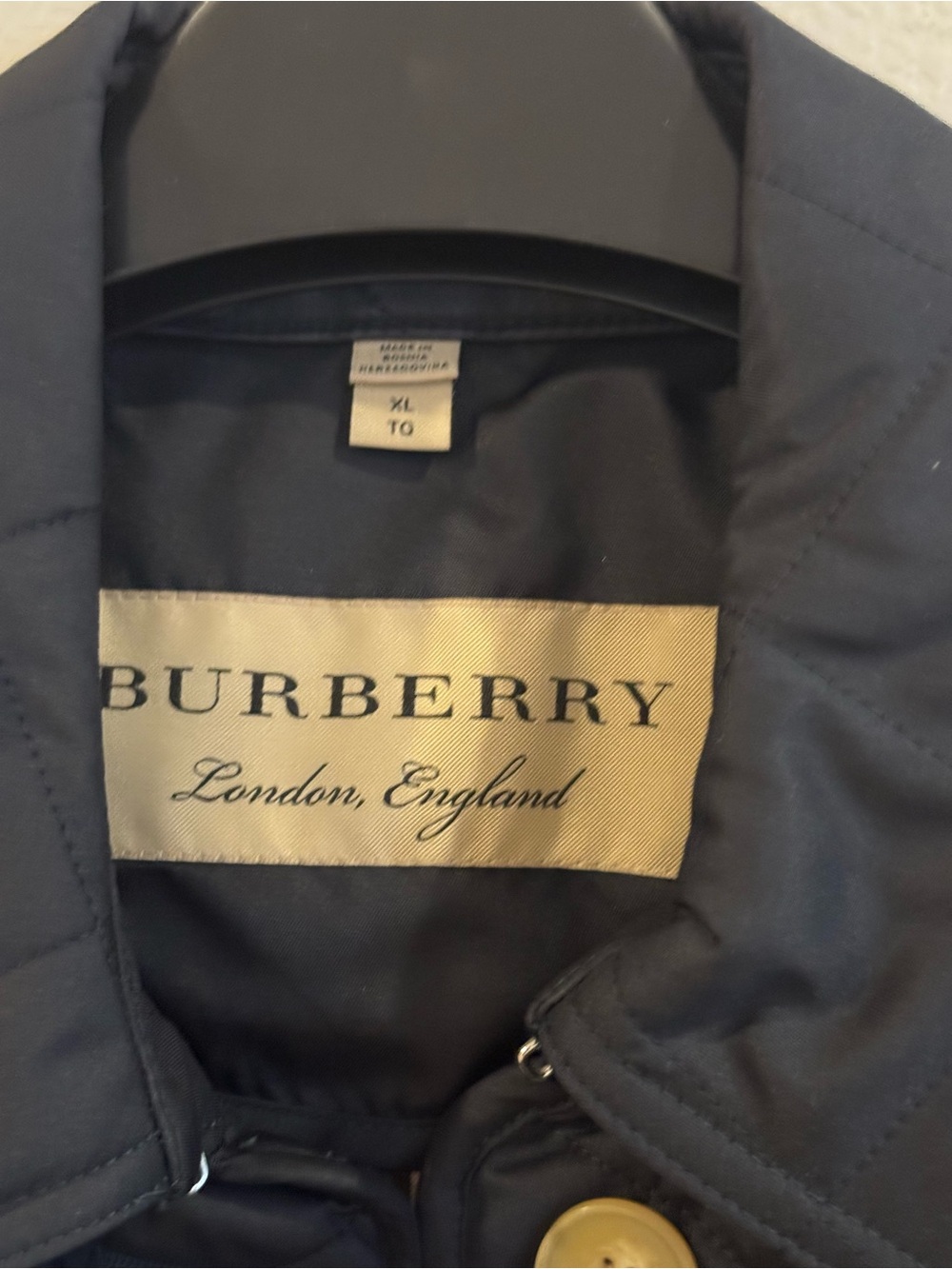 Burberry Navy Quilted Utility Jacket with Signature Check Trim - Picture 6 of 9